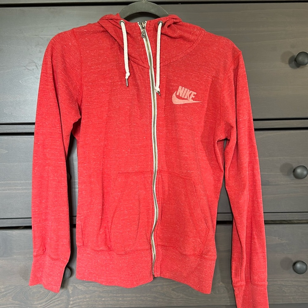 Red Nike zip-up hoodie